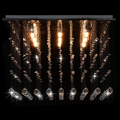 vidaXL Φωτιστικό Οροφής Κύβος Ασημί με Κρυσταλλικές Χάντρες G9