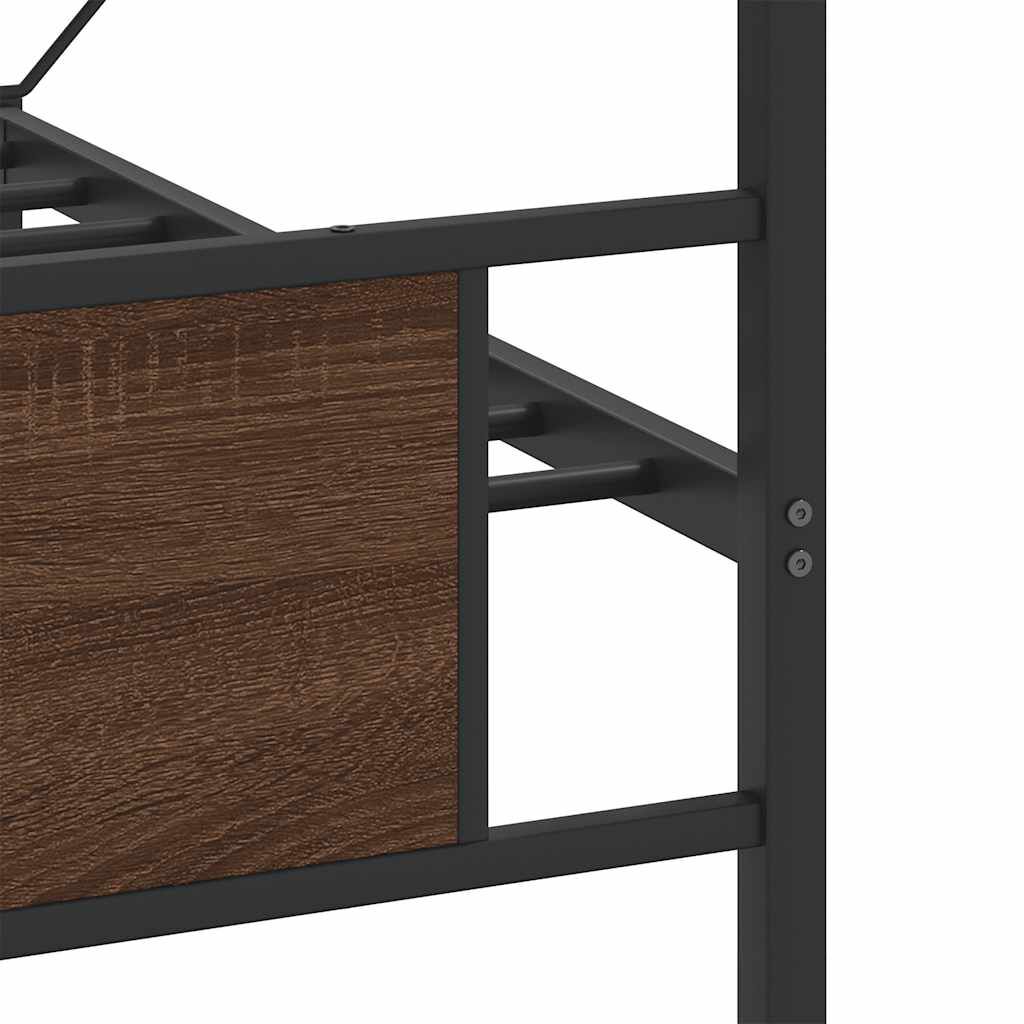 vidaXL Σκελετός Κρεβ. Χωρίς Στρώμα Καφέ Δρυς 183x213 εκ. Μεταλλικό