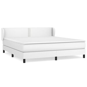 vidaXL Κρεβάτι Boxspring με Στρώμα Λευκό 160x200εκ.από Συνθετικό Δέρμα