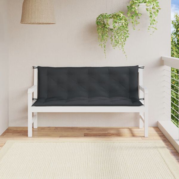 vidaXL Μαξιλάρι Πάγκου Κήπου Ανθρακί Μελανζέ 150x50x7 εκ. Ύφασμα