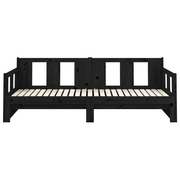 vidaXL Καναπές Κρεβάτι Συρόμενος Μαύρος 2x(90x190) εκ. από Μασίφ Πεύκο