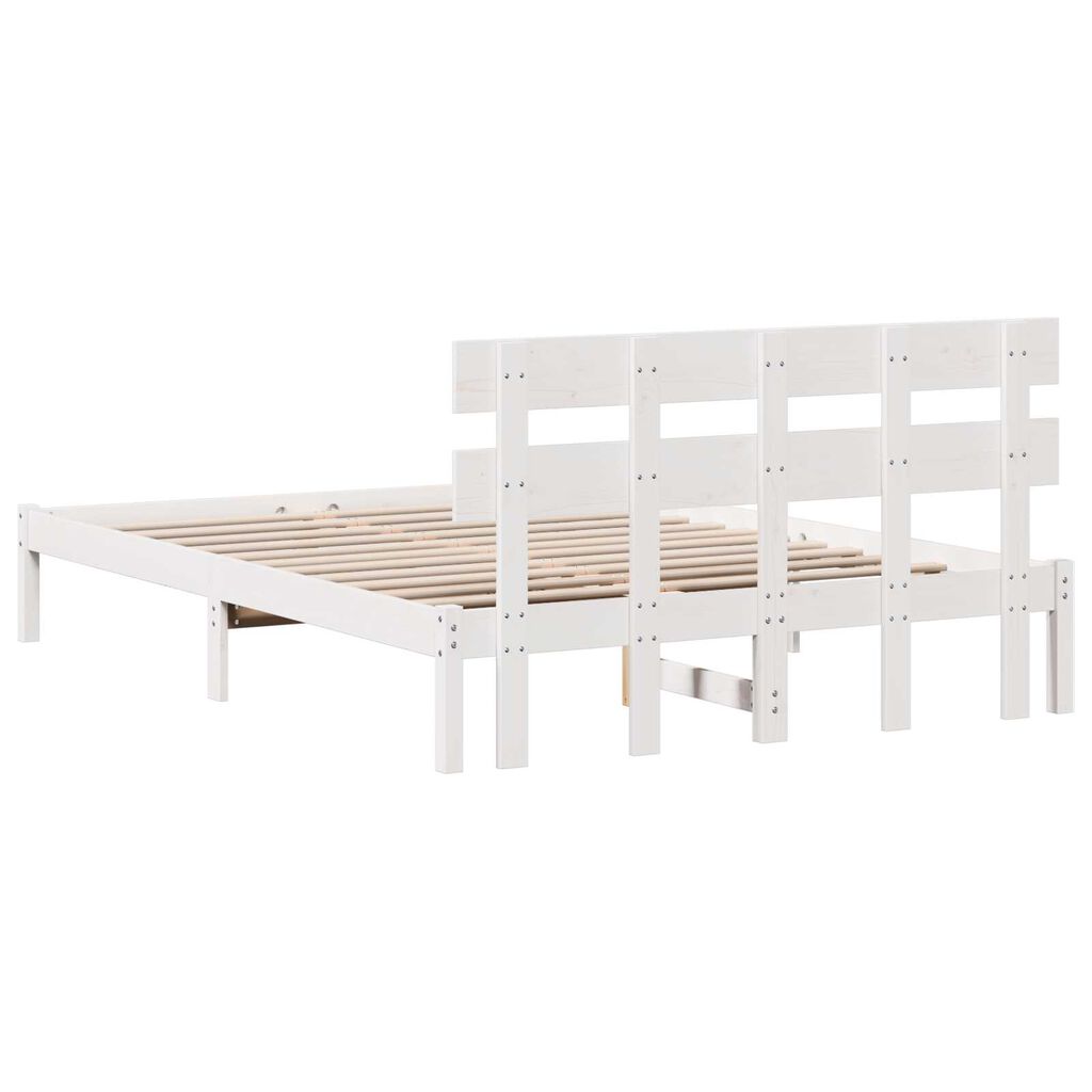 vidaXL Σκελετός Κρεβατιού Λευκό 150 x 200 cm Μασίφ ξύλο πεύκου