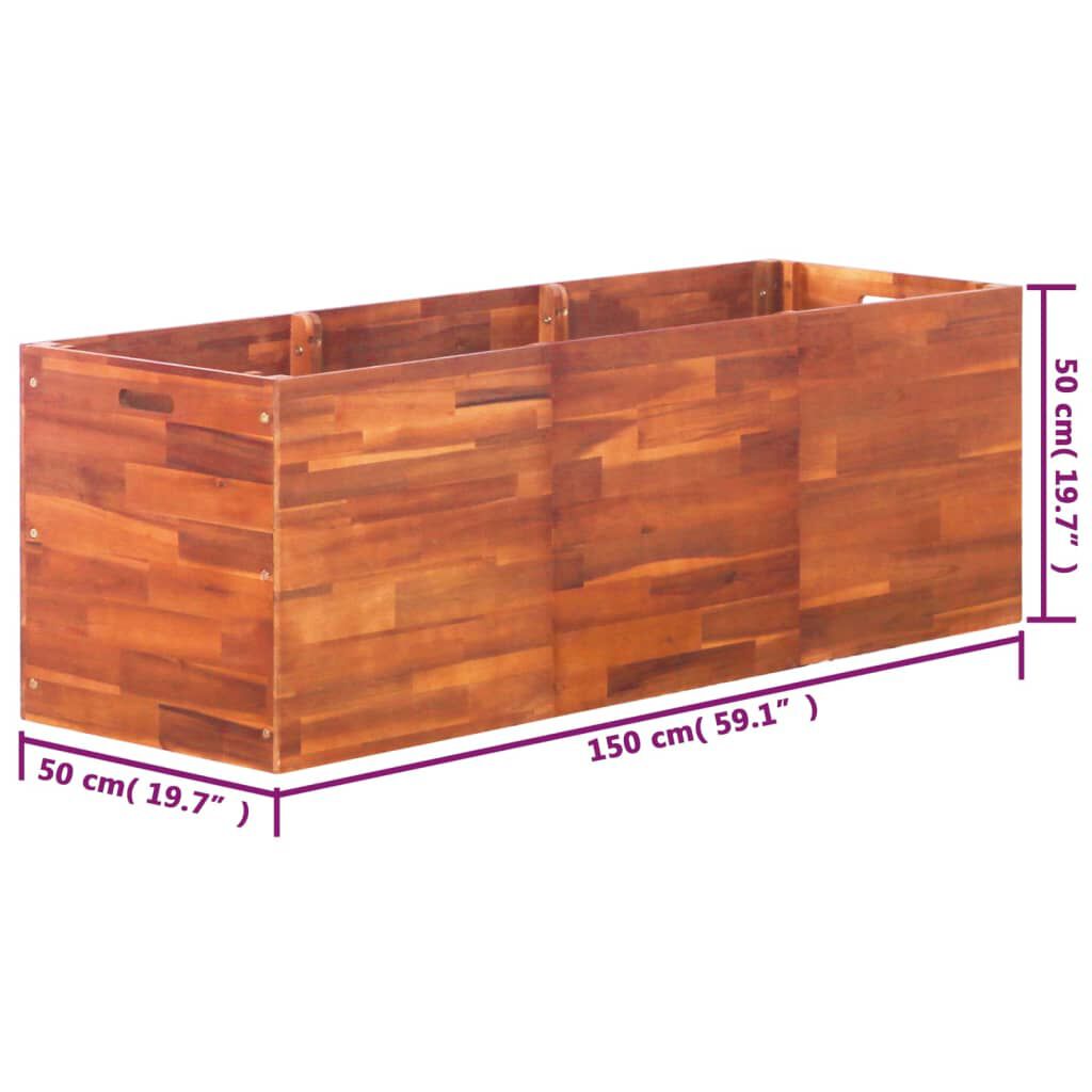 vidaXL Ζαρντινιέρα Υπερυψωμένη 150 x 50 x 50 εκ. από Ξύλο Ακακίας