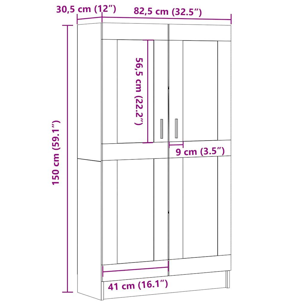 vidaXL Βιβλιοθήκη Artisan Δρυς 82,5x30,5x150 εκ. Επεξεργασμένο Ξύλο