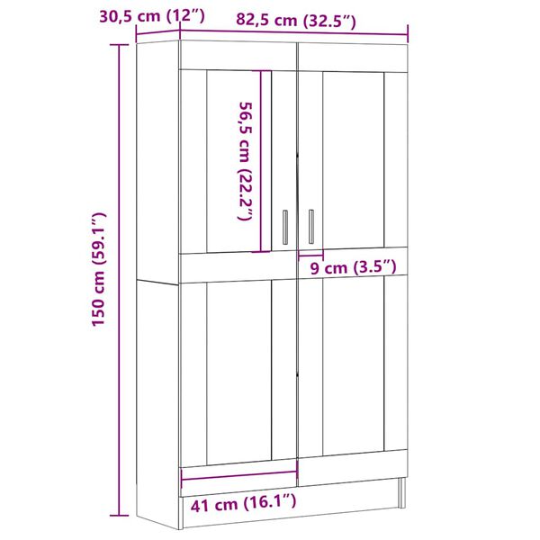 vidaXL Βιβλιοθήκη Artisan Δρυς 82,5x30,5x150 εκ. Επεξεργασμένο Ξύλο