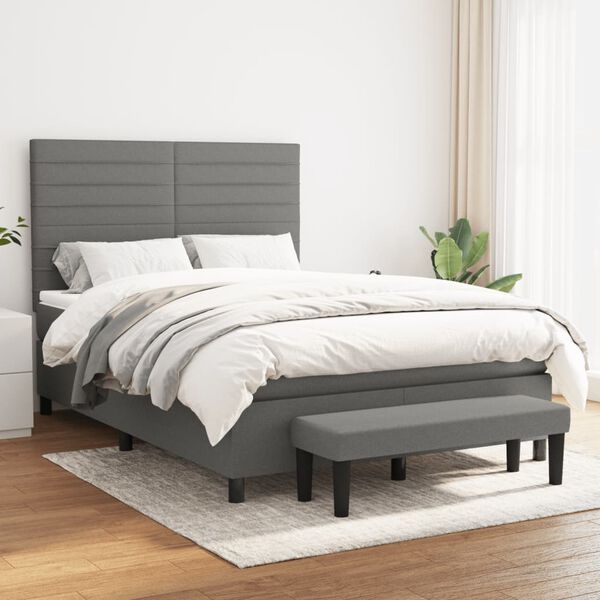 vidaXL &Kappa;&rho;&epsilon;&beta;ά&tau;&iota; Boxspring &mu;&epsilon; &Sigma;&tau;&rho;ώ&mu;&alpha; &Sigma;&kappa;&omicron;ύ&rho;&omicron; &Gamma;&kappa;&rho;&iota; 140x190 &epsilon;&kappa;. &Upsilon;&phi;&alpha;&sigma;&mu;ά&tau;&iota;&nu;&omicron;
