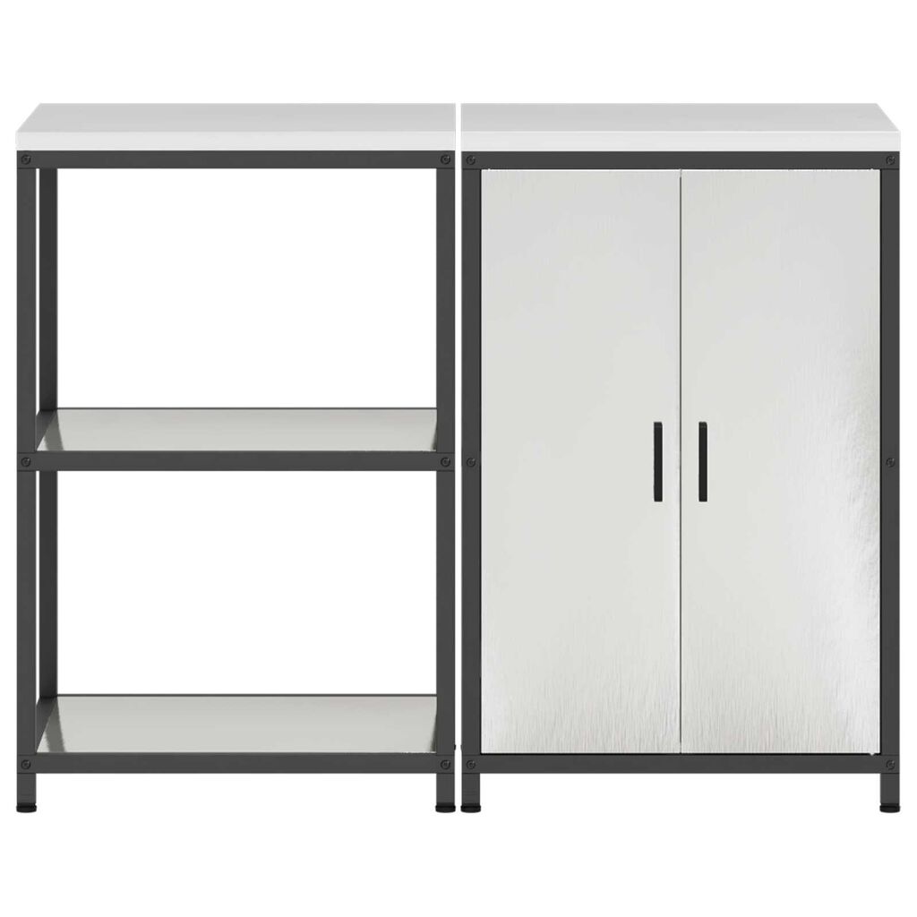 vidaXL Σετ Αποθήκευσης Κουζίνας με ράφι 2 pcs Ασημί 120 x 50 x 92 εκ.