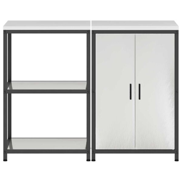 vidaXL Σετ Αποθήκευσης Κουζίνας με ράφι 2 pcs Ασημί 120 x 50 x 92 εκ.