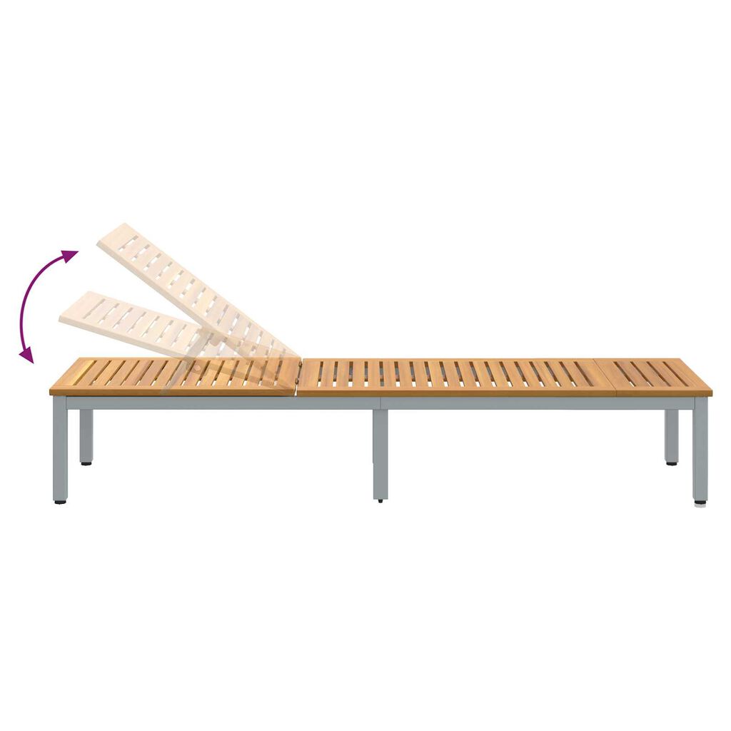 vidaXL Ξαπλώστρα 1-πρόσωπο Γκρι 200 x 55 x 35 εκ. Μασίφ ξύλο ακακίας