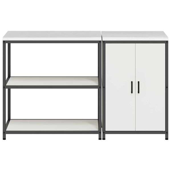 vidaXL Σετ Αποθήκευσης Κουζίνας με ράφι 2 pcs Λευκό 150 x 50 x 92 εκ.