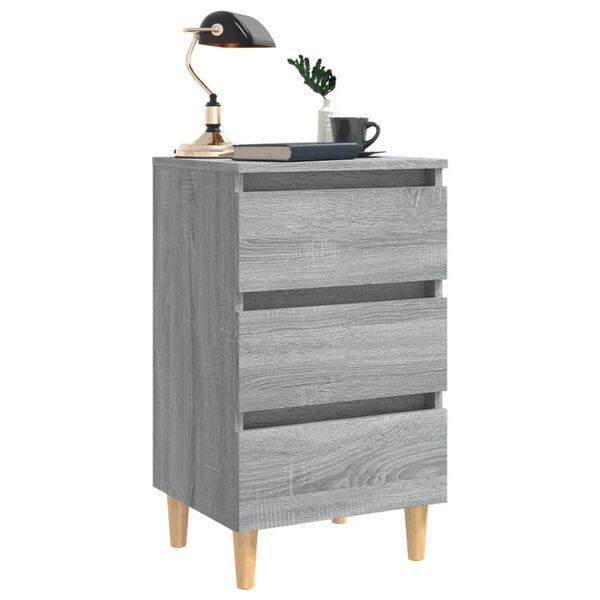 vidaXL Κομοδίνα 2 τεμ. Γκρι Sonoma 40x35x69 εκ. με Μασίφ Ξύλινα Πόδια