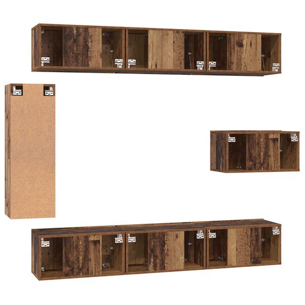 vidaXL Σετ Καθισμάτων Τηλεόρασης 8 pcs Παλιό ξύλο 30.5 x 30 x 90 cm