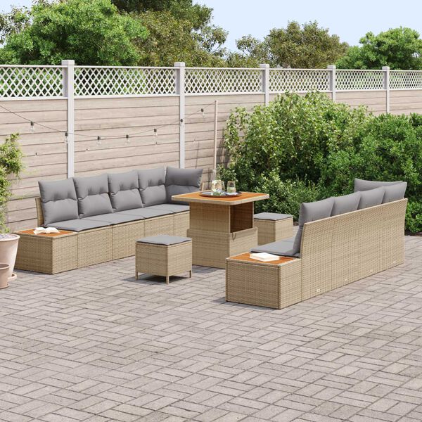 vidaXL Σετ Καναπέ Κήπου 11 pcs Μπεζ, Ανοιχτό Γκρι 80 x 80 x 71 cm