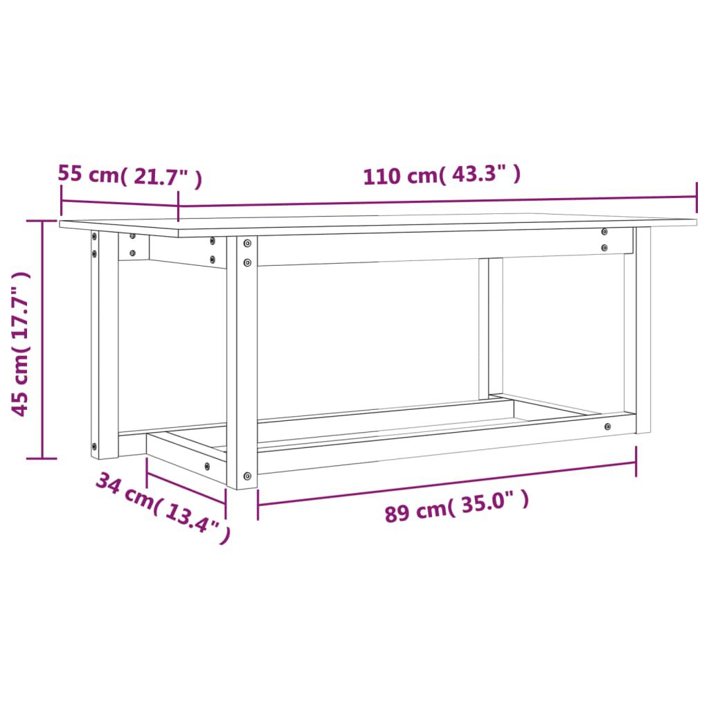 vidaXL Τραπεζάκι Σαλονιού 110 x 55 x 45 εκ. από Μασίφ Ξύλο Πεύκου