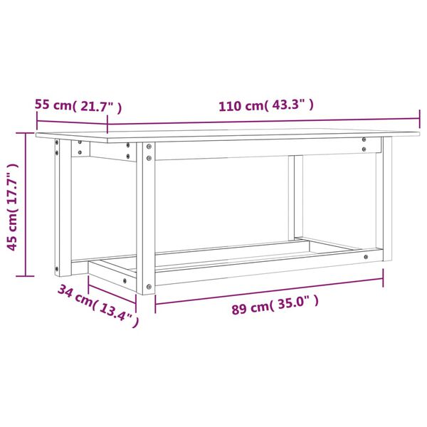 vidaXL Τραπεζάκι Σαλονιού 110 x 55 x 45 εκ. από Μασίφ Ξύλο Πεύκου
