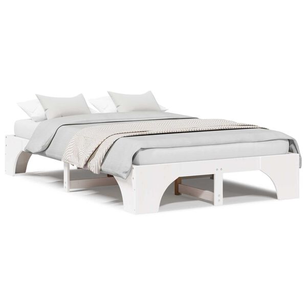 vidaXL Κρεβάτι Λευκό Αντοχής ξύλο 120 x 190 cm Κρεβάτι Ορθογώνιο