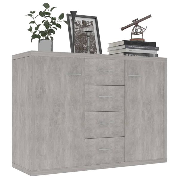 vidaXL Μπουφές Γκρι του Σκυροδέματος 88 x 30 x 65 εκ. από Επεξ. Ξύλο