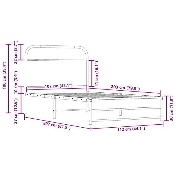 vidaXL Πλαίσιο Κρεβ. Χωρ. Στρώμα Καπνιστή Δρυς 107x203 εκ. Επεξ. Ξύλο