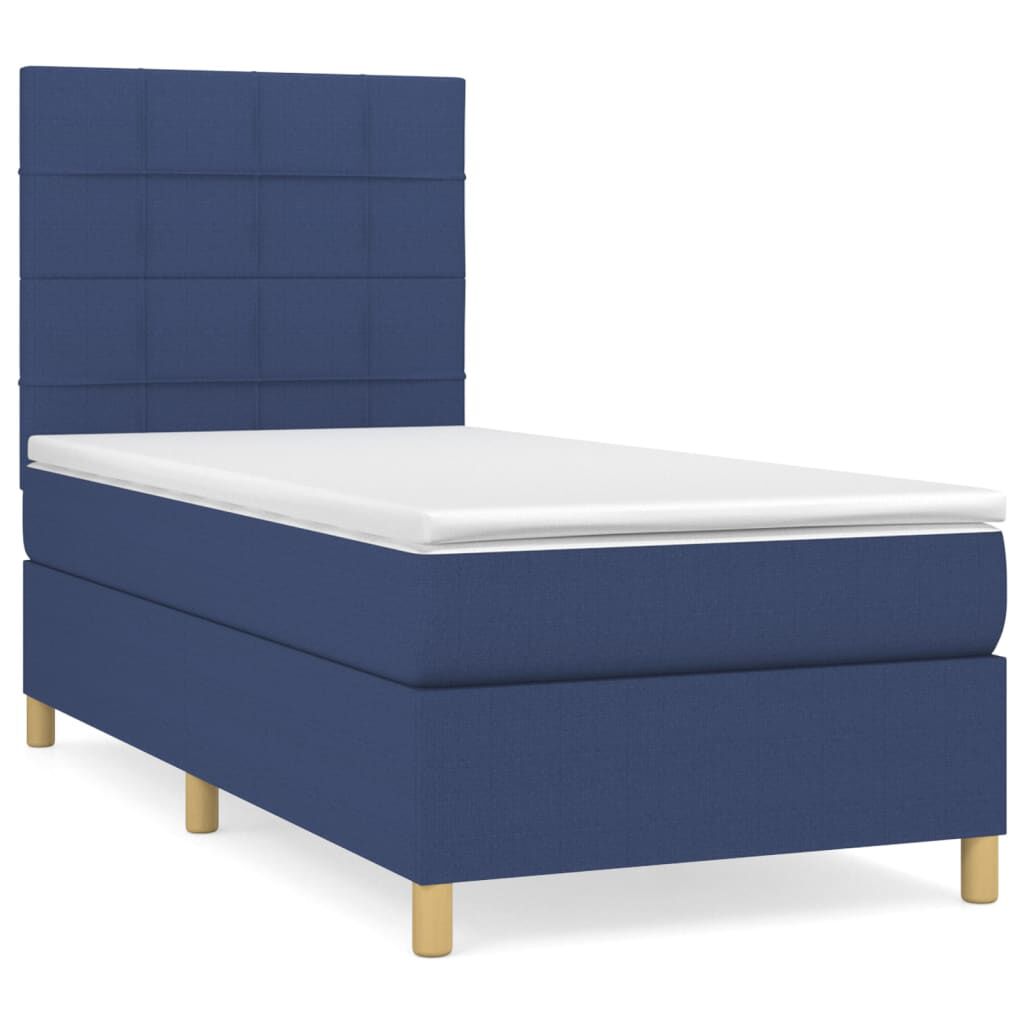 vidaXL Κρεβάτι Boxspring με Στρώμα Μπλε 80x200 εκ. Υφασμάτινο