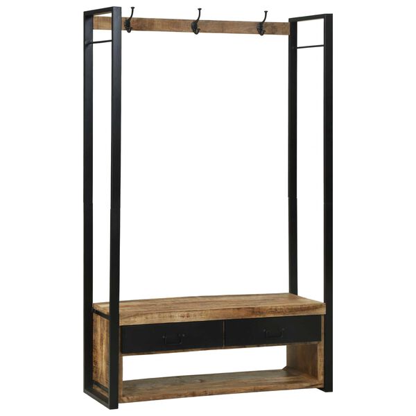 vidaXL Ράφι Ρούχων με γάντζους και ράφια 110x40x185 εκ. Μασίφ ξύλο μάνγκο