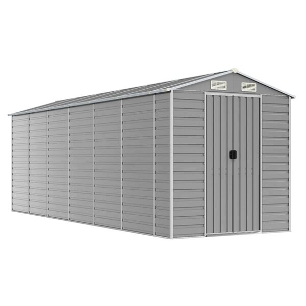 vidaXL Αποθήκη Κήπου Ανοιχτό Γκρι 191x555x198 εκ. Γαλβανισμένο Ατσάλι
