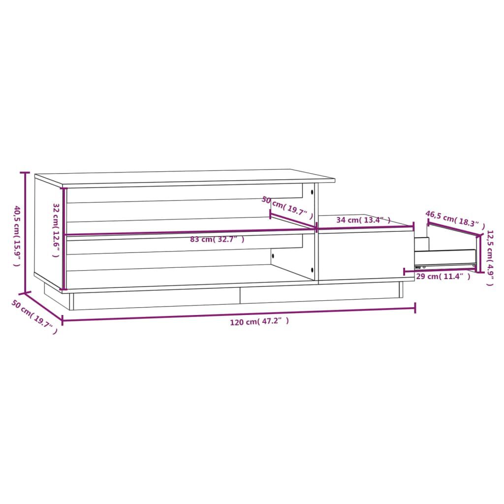 vidaXL Τραπεζάκι Σαλονιού Γκρι 100x50x40,5 εκ. από Μασίφ Ξύλο Πεύκου