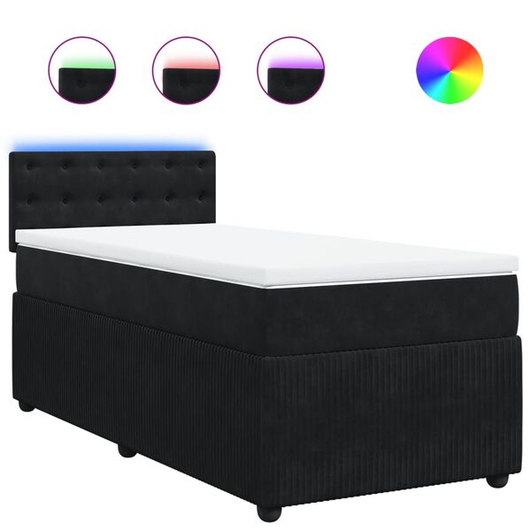 vidaXL Κρεβάτι Boxspring με Στρώμα Μαύρο 80 x 200 εκ. Βελούδινο