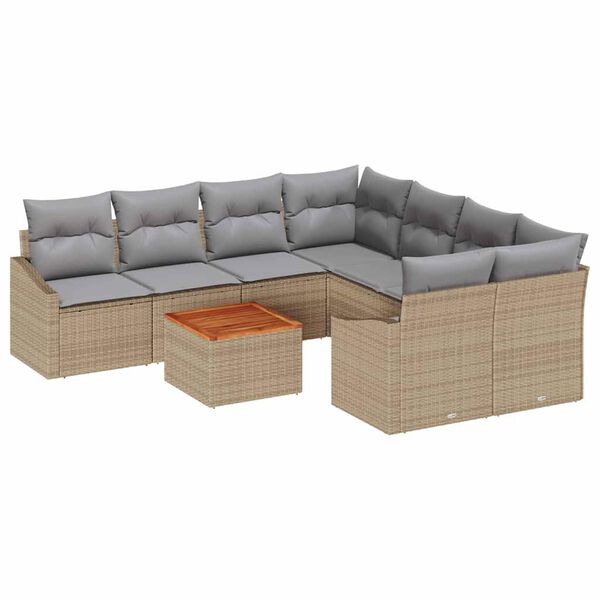 vidaXL Σετ Καναπέ Κήπου 9 pcs μπεζ και ανοιχτό γκρι