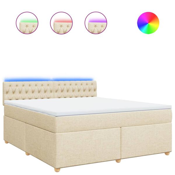 vidaXL &Kappa;&rho;&epsilon;&beta;ά&tau;&iota; Boxspring &mu;&epsilon; &Sigma;&tau;&rho;ώ&mu;&alpha; &Kappa;&rho;&epsilon;&mu; 180x200 &epsilon;&kappa;. &Upsilon;&phi;&alpha;&sigma;&mu;ά&tau;&iota;&nu;&omicron;