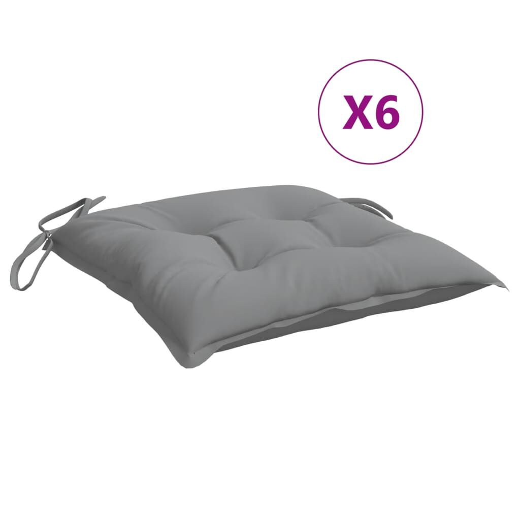 vidaXL Μαξιλάρια Καρέκλας 6 τεμ. Γκρι 50 x 50 x 7 εκ. Υφασμάτινα