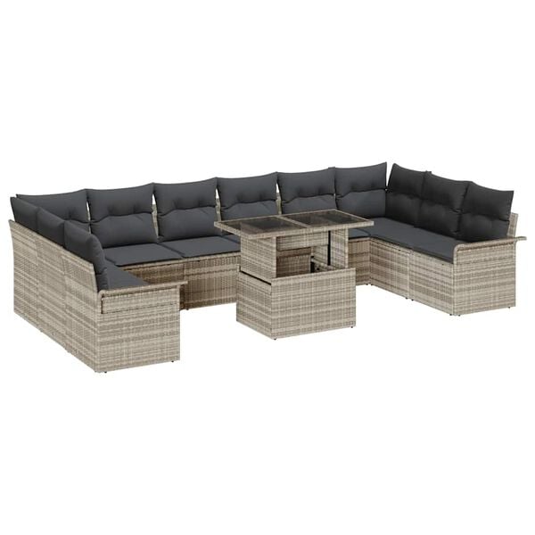 vidaXL Σετ Καναπέ Κήπου 11 pcs Ανοιχτό γκρι 100 x 55 x 73 εκ