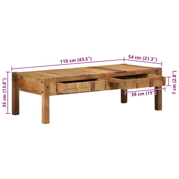 vidaXL Τραπεζάκι σαλονιού with Drawer Καφέ 110 x 55 x 35 cm
