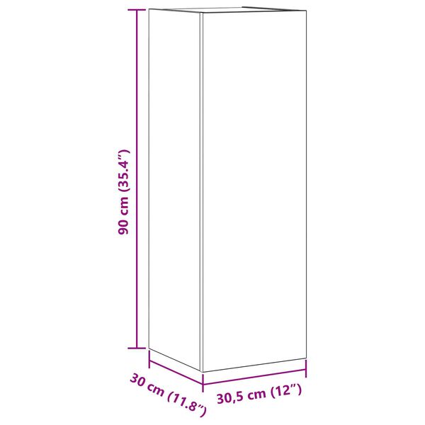 vidaXL Τοίχου Μονάδα Τηλεόρασης Μαύρη Δρυς - 30.5 x 30 x 90 εκ, Από Επεξεργασμένο Ξύλο