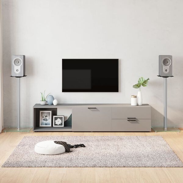 vidaXL Βάσεις Ηχείων με 1 Στήλη 2 τεμ. Ασημί από Ψημένο Γυαλί