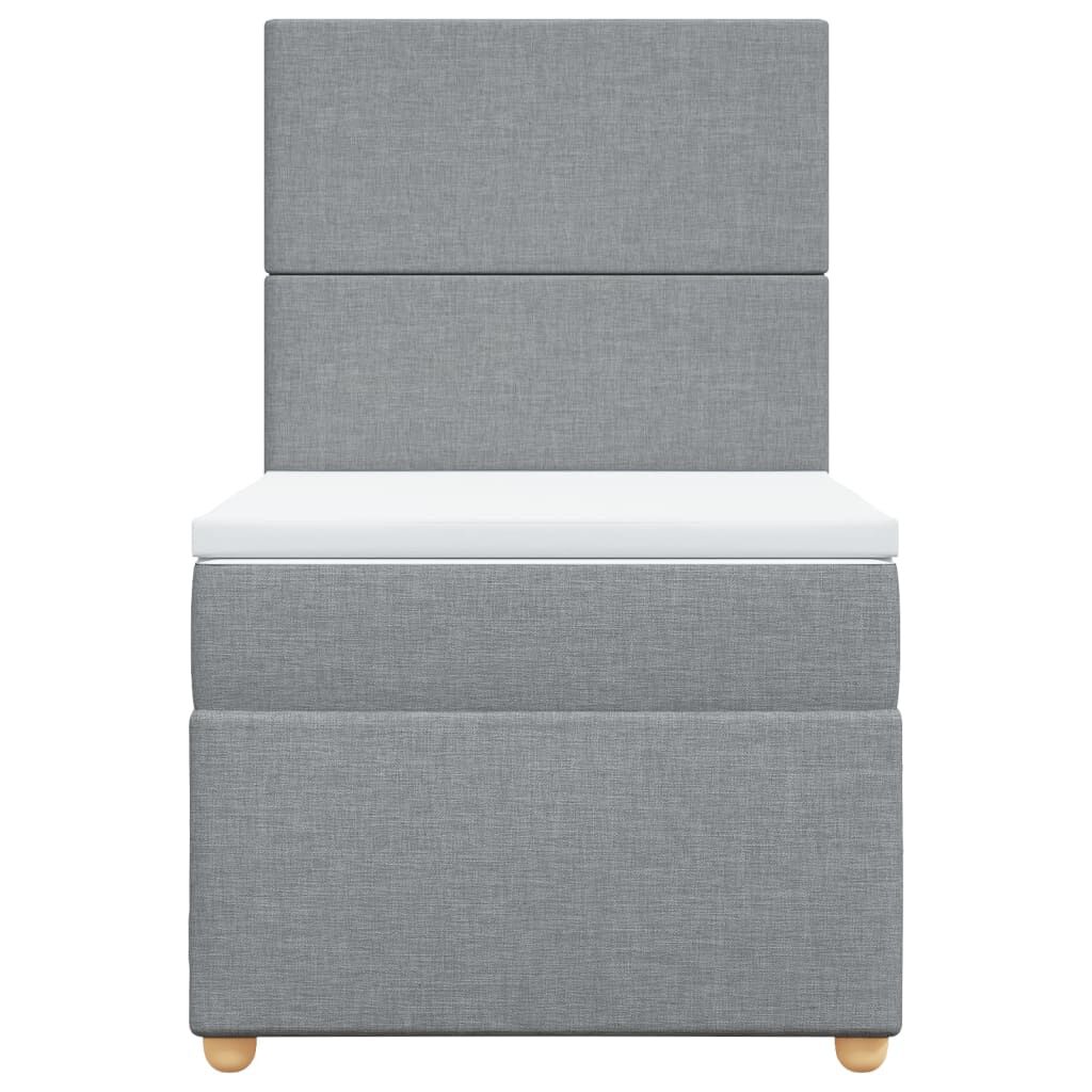 vidaXL Κρεβάτι Boxspring με Στρώμα Ανοιχτό Γκρι 90x200 εκ. Υφασμάτινο