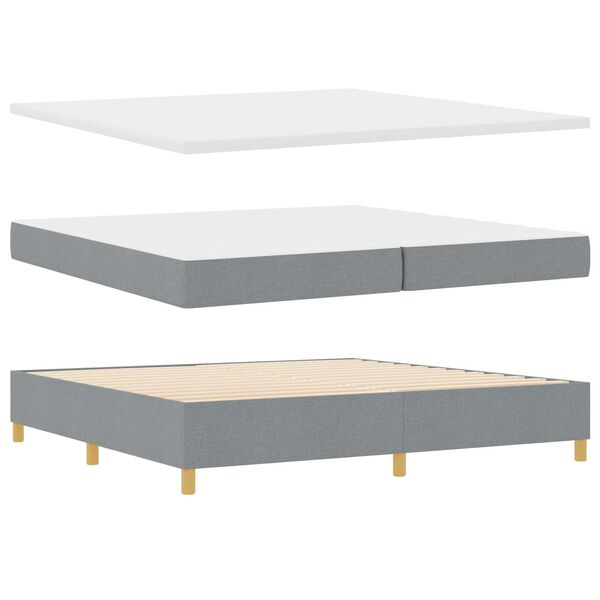 vidaXL Κρεβάτι Box Spring με Στρώμα & LED Φως Γκρι 200x200 εκ Υφασμάτινο