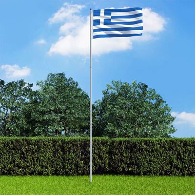 vidaXL Σημαία Ελλάδας 6 μ. με Ιστό Αλουμινίου