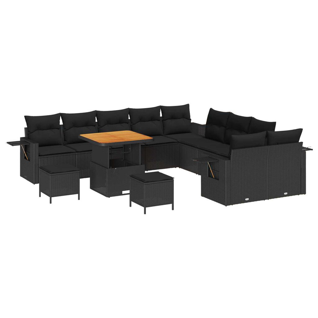 vidaXL Σετ Καναπέ Κήπου 13 pcs Μαύρο συνθετικό ρατάν