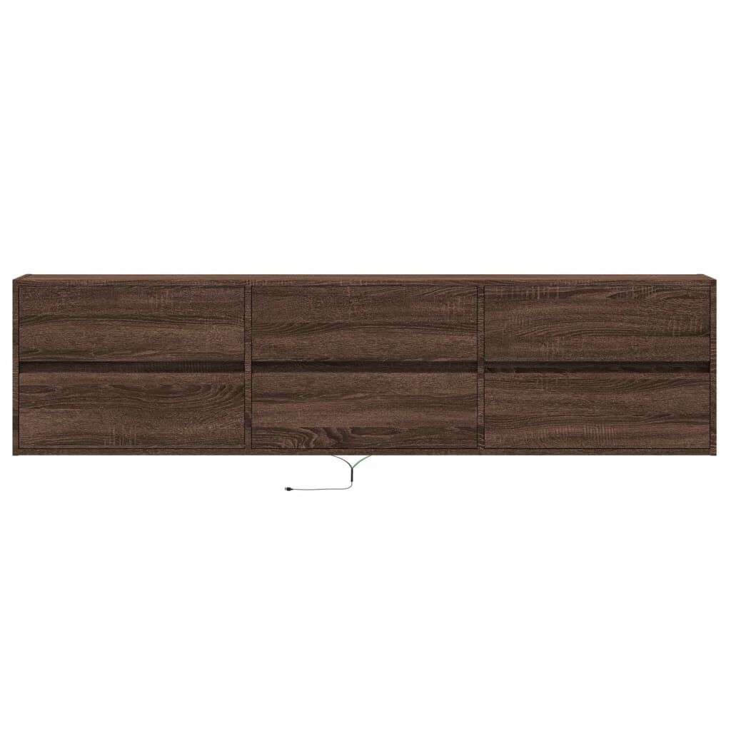 vidaXL Έπιπλο Τοίχου Τηλεόρασης με LED Καφέ Δρυς 180x31x45 εκ.