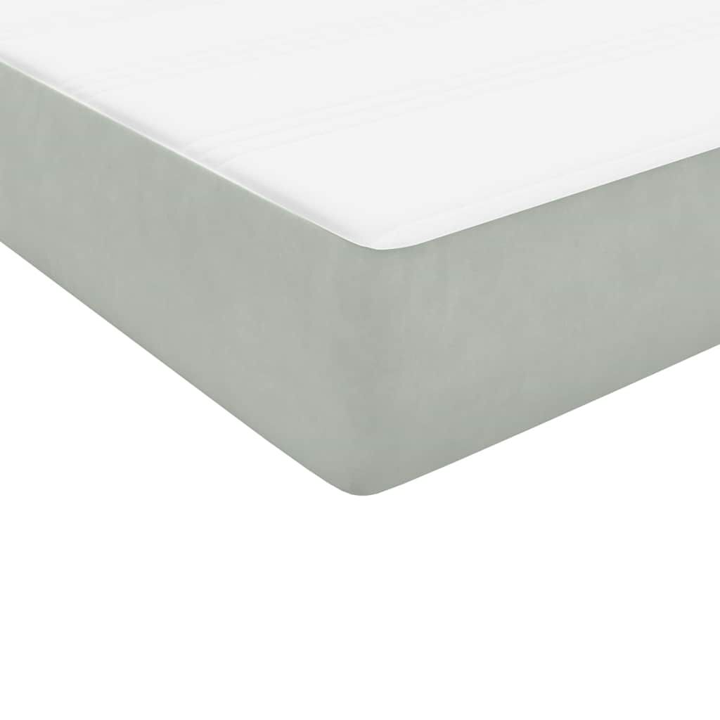vidaXL Box Spring κρεβάτι με στρώμα ανοιχτό γκρι 80x220 cm Βελούδινο