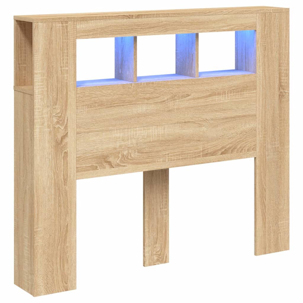 vidaXL Κεφαλάρι Κρεβατιού με LED Sonoma Δρυς 120x18,5x103,5 εκ
