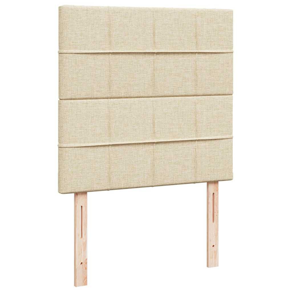 vidaXL Οθωμανικό κρεβάτι με στρώμα & LEDs Cream 100x200 cm Ύφασμα