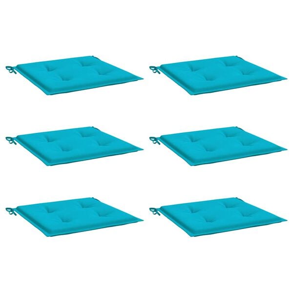 vidaXL Μαξιλάρια Καρέκλας Κήπου 6 τεμ. Τιρκουάζ 40x40x4 εκ. Υφασμάτινα