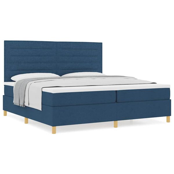 vidaXL Κρεβάτι με ελατήρια με στρώμα Μπλε 200 x 200 cm ύφασμα