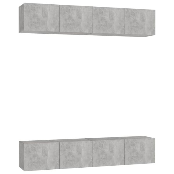 vidaXL Έπιπλα Τηλεόρασης 4 τεμ. Γκρι Σκυρ. 80x30x30εκ. από Επεξ. Ξύλο