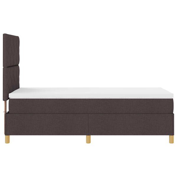 vidaXL Κρεβάτι Box Spring με Στρώμα & LED Σκούρο Καφέ 100x200 cm Ύφασμα