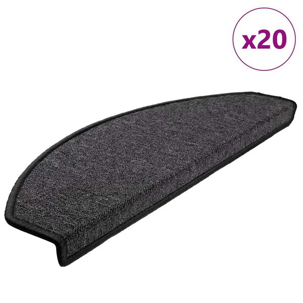 vidaXL Πατάκια Σκαλοπάτια 20 τεμ. Ανθρακί 65x24x4 εκ. Ημίστρογγυλά Μεγάλα