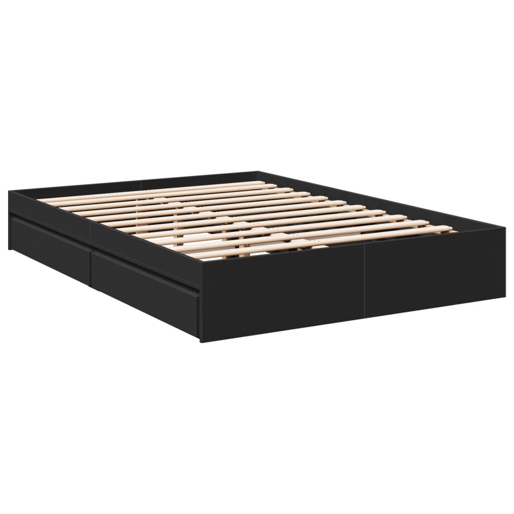 vidaXL Πλαίσιο Κρεβατιού με Συρτάρια Μαύρο 120x190 εκ Επεξεργ. Ξύλο