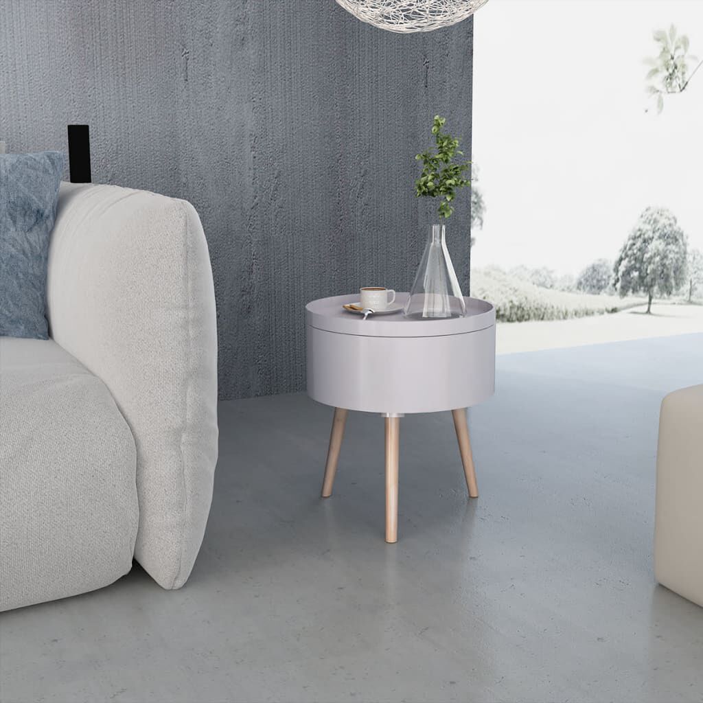 vidaXL Τραπέζι - Δίσκος Στρογγυλό Γκρι 39,5 x 44,5 εκ.