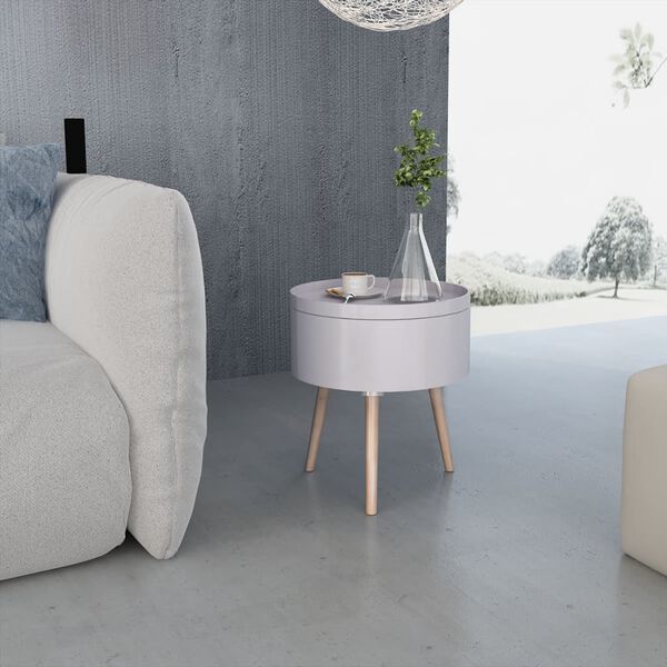 vidaXL Τραπέζι - Δίσκος Στρογγυλό Γκρι 39,5 x 44,5 εκ.